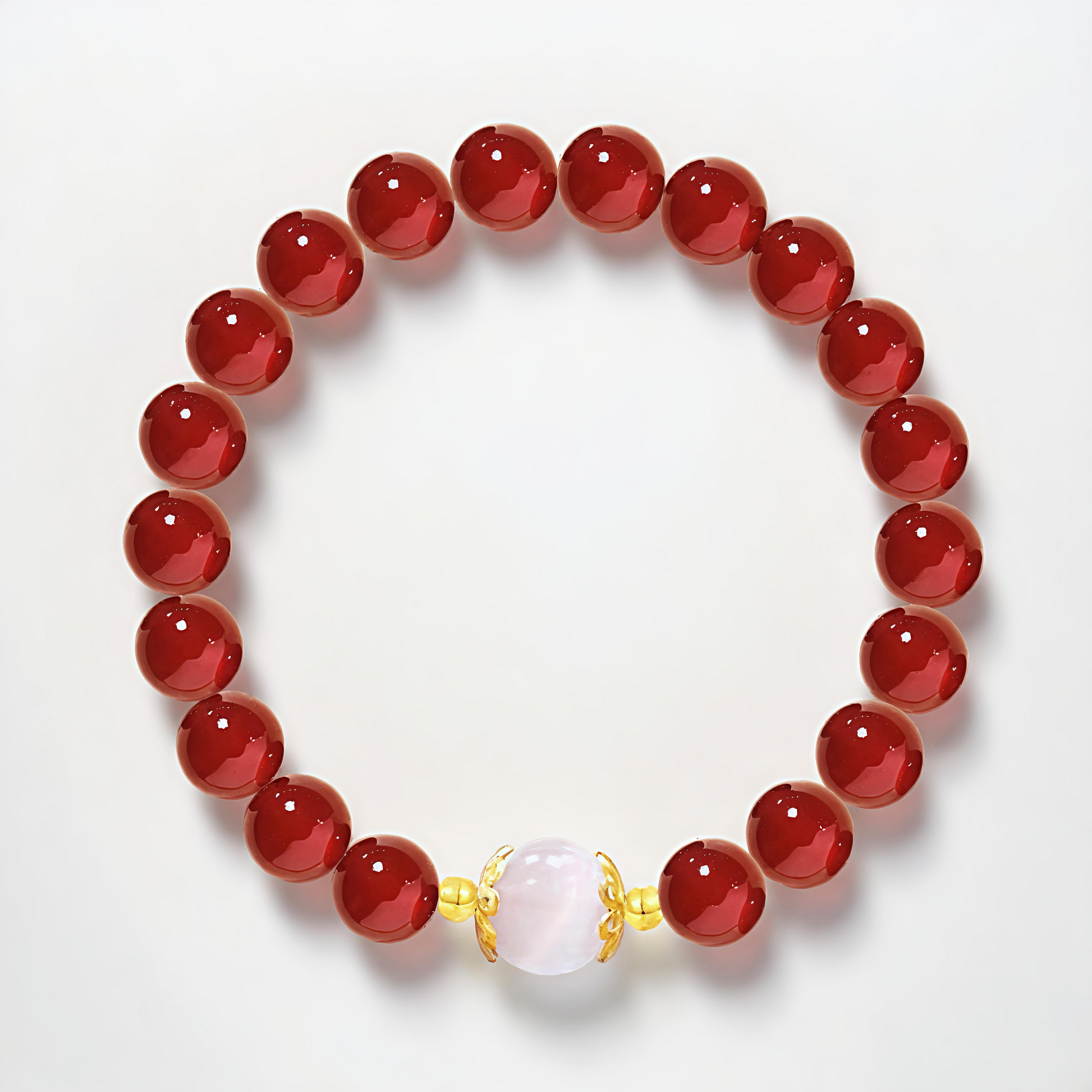 White Crystal and Red Bead Bracelet