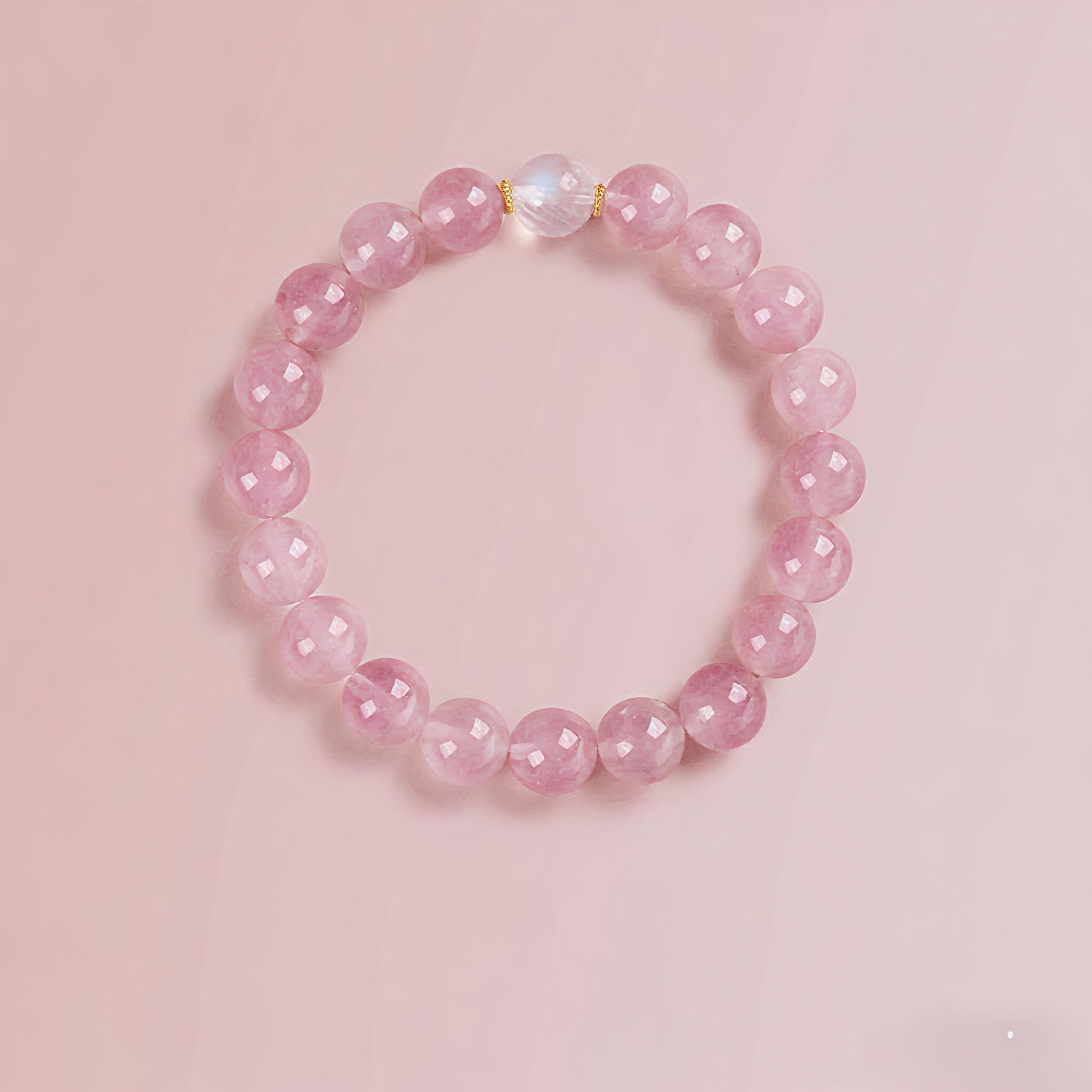 Moonstone Inlaid Rose Quartz Bracelet