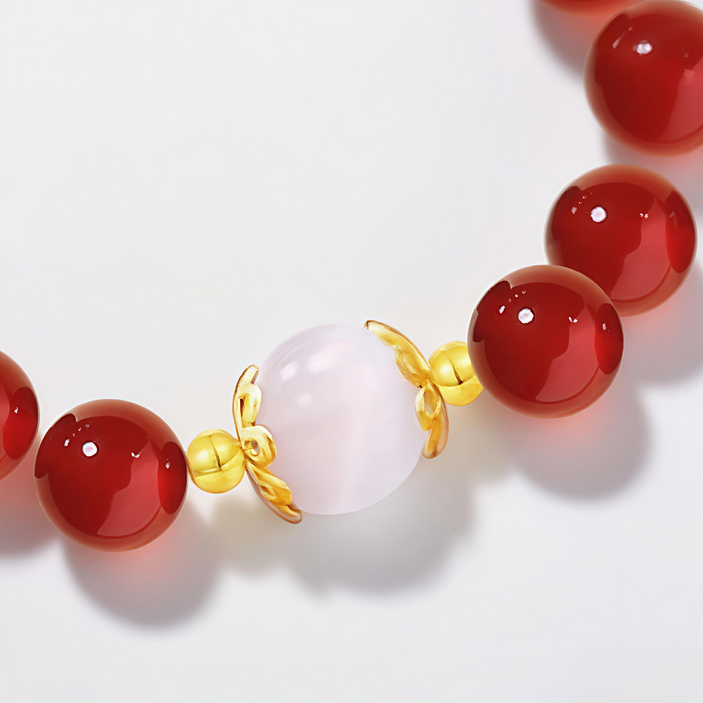 White Crystal and Red Bead Bracelet