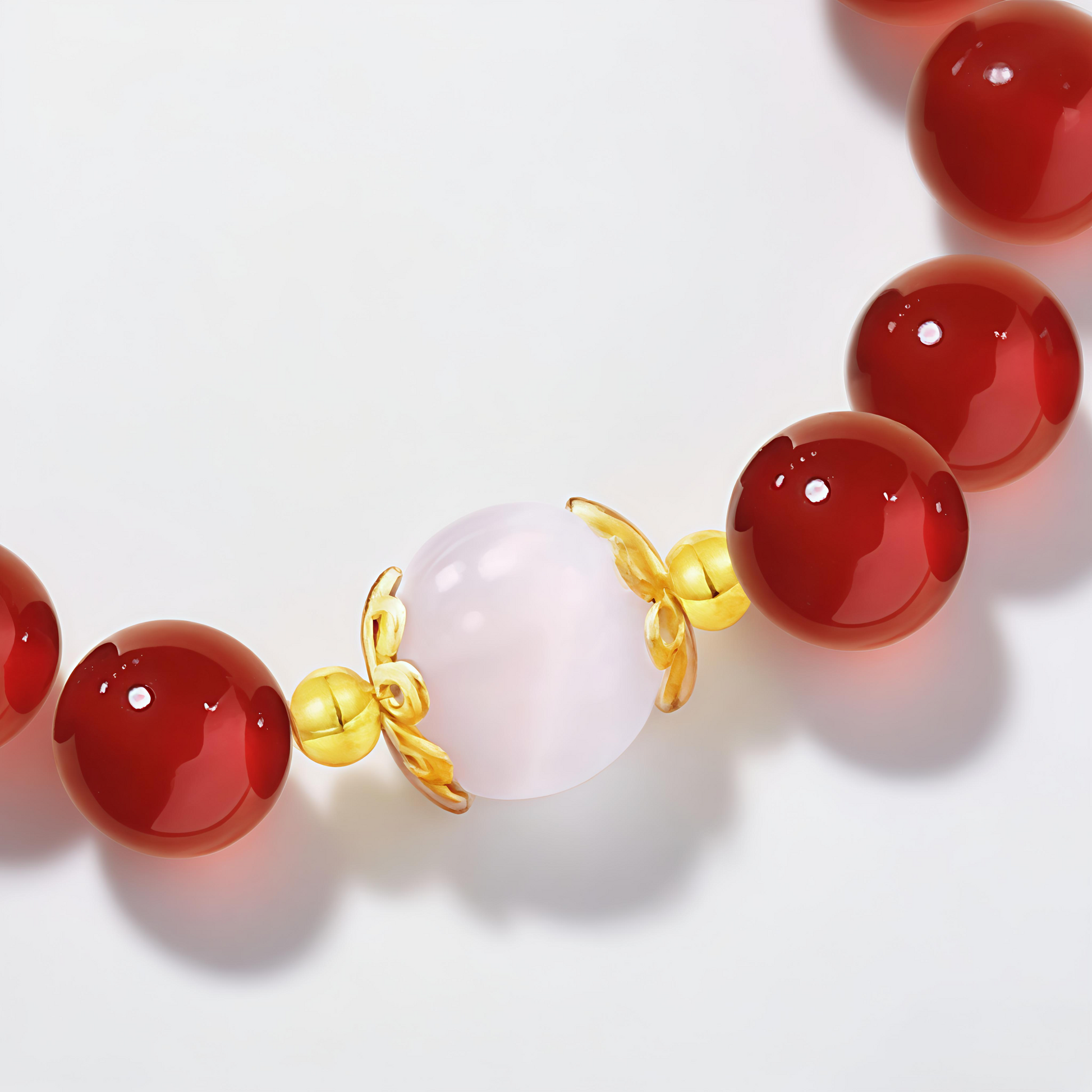 White Crystal and Red Bead Bracelet