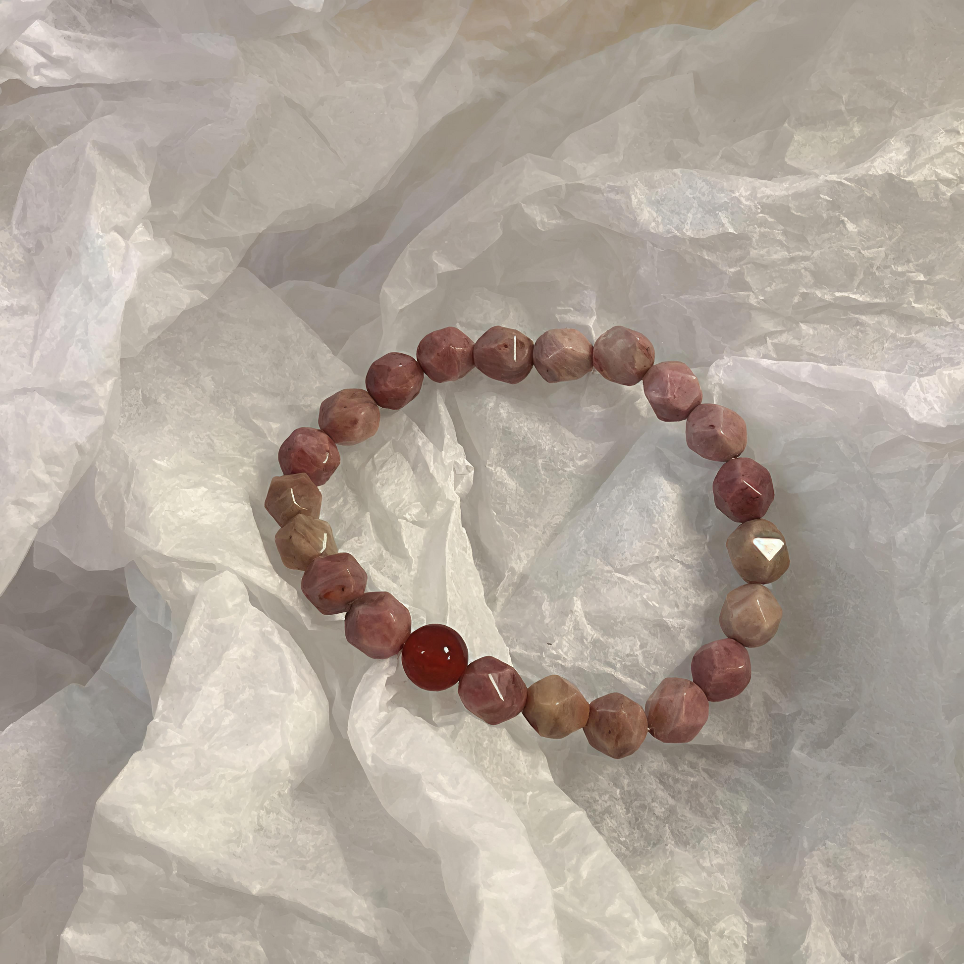 Pink Crystal with Wood-Grain Pattern (Natural Ore Crystal)
