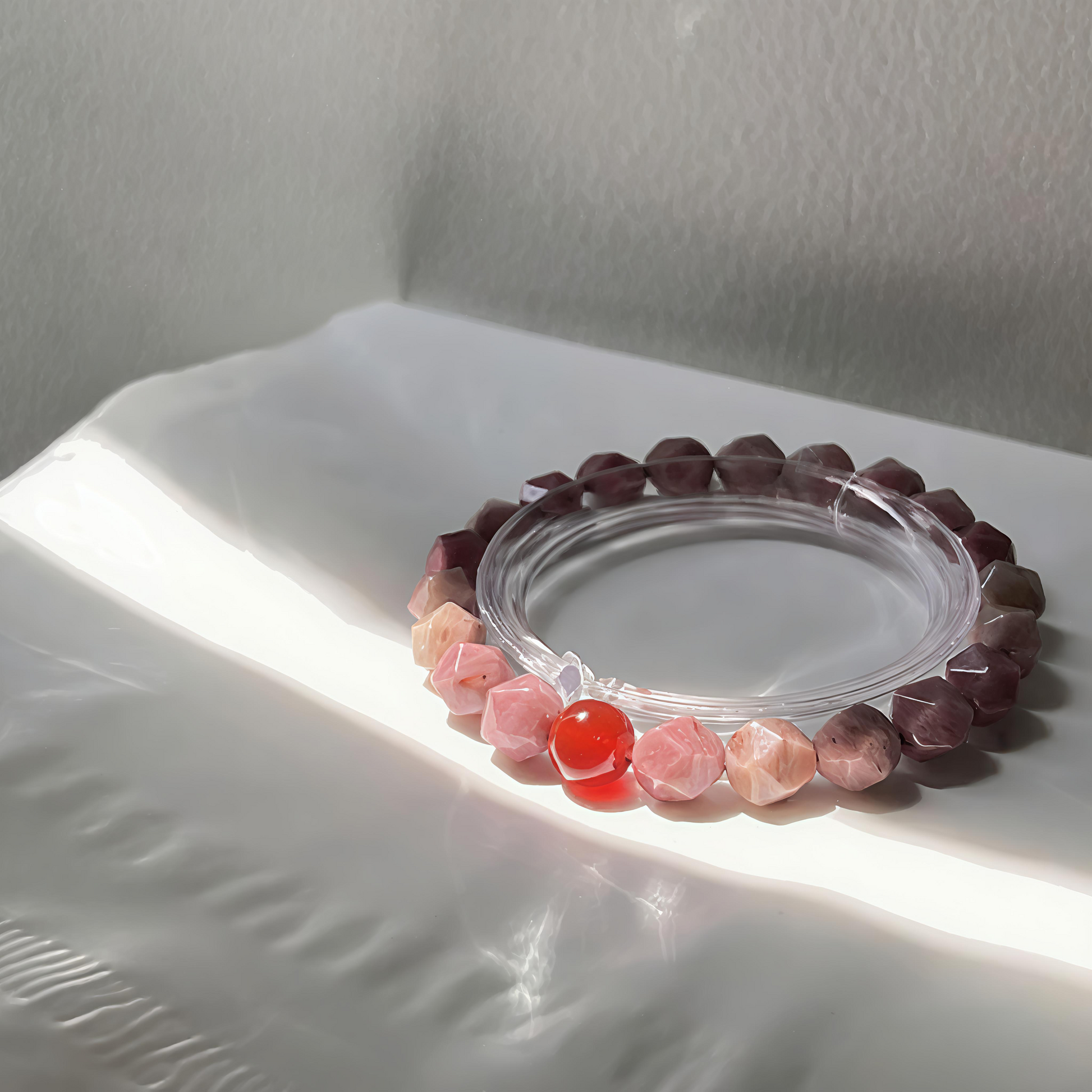 Pink Crystal with Wood-Grain Pattern (Natural Ore Crystal)