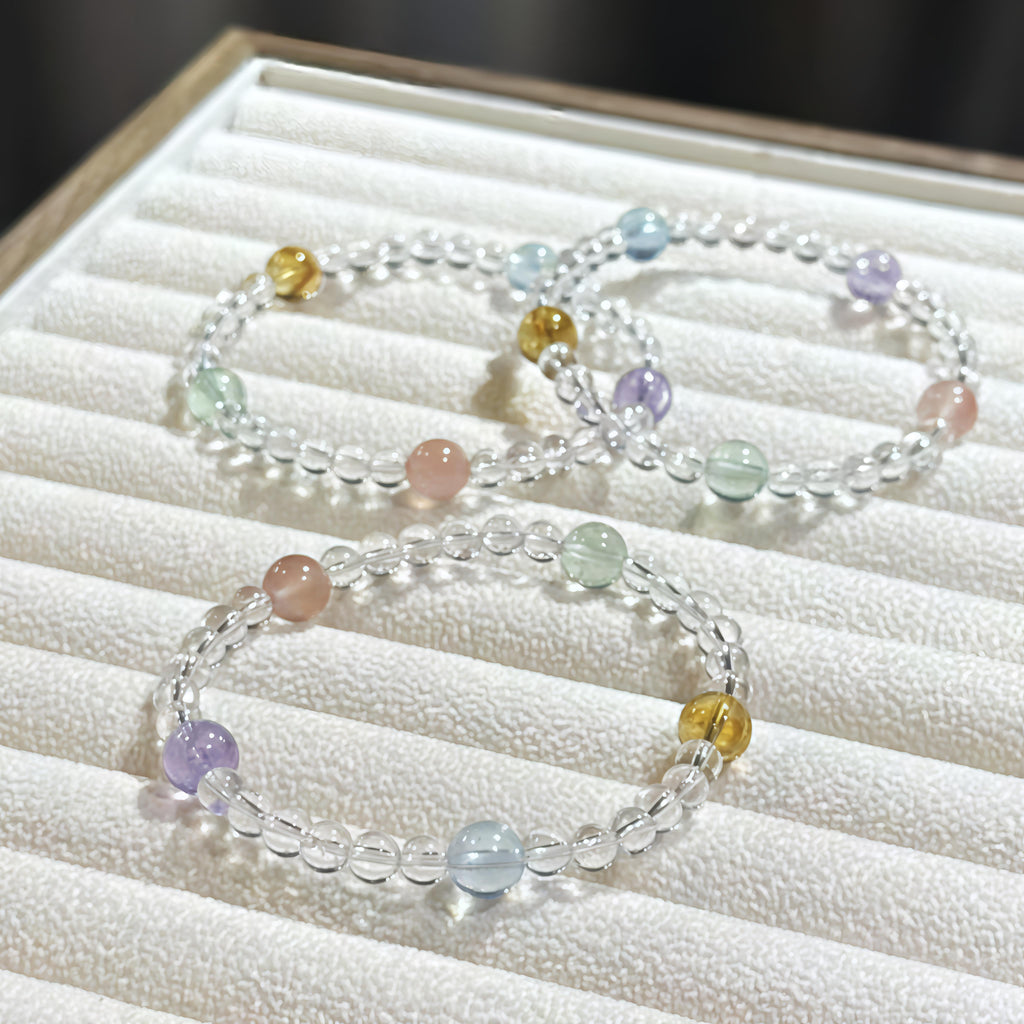 Clear Quartz and Aquamarine Bracelet