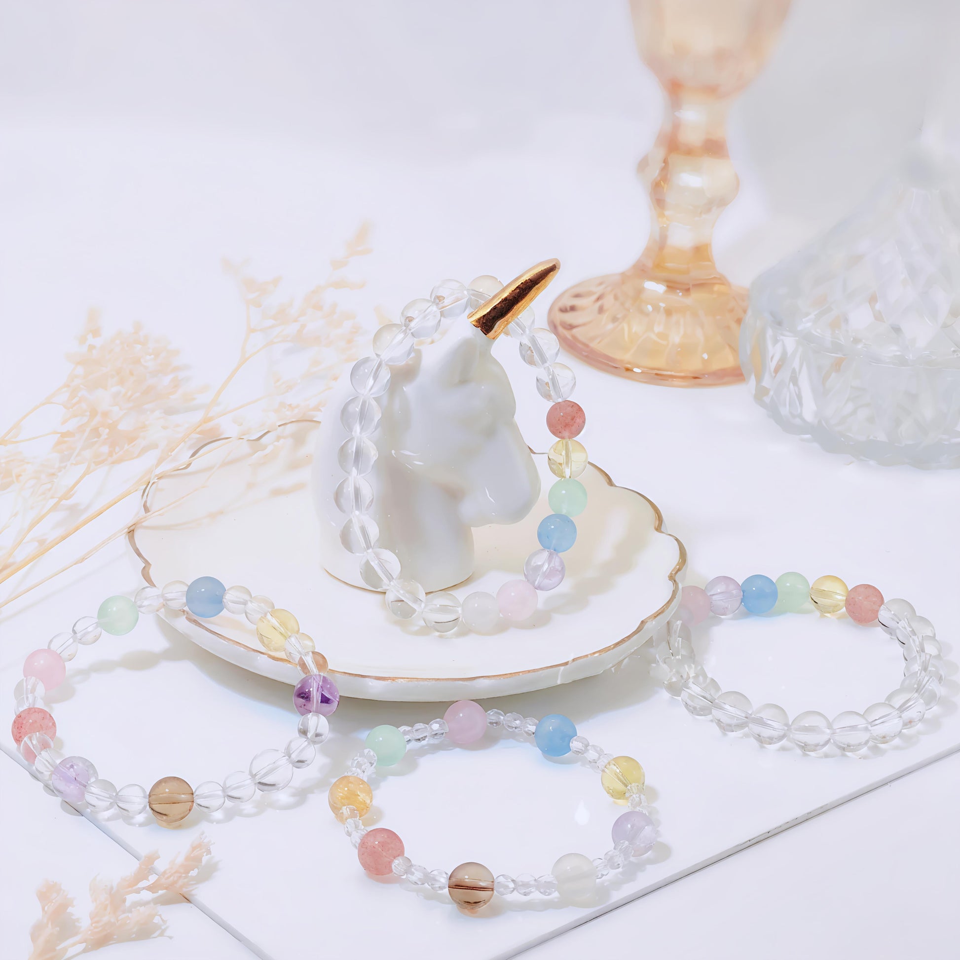 Clear Quartz and Aquamarine Bracelet