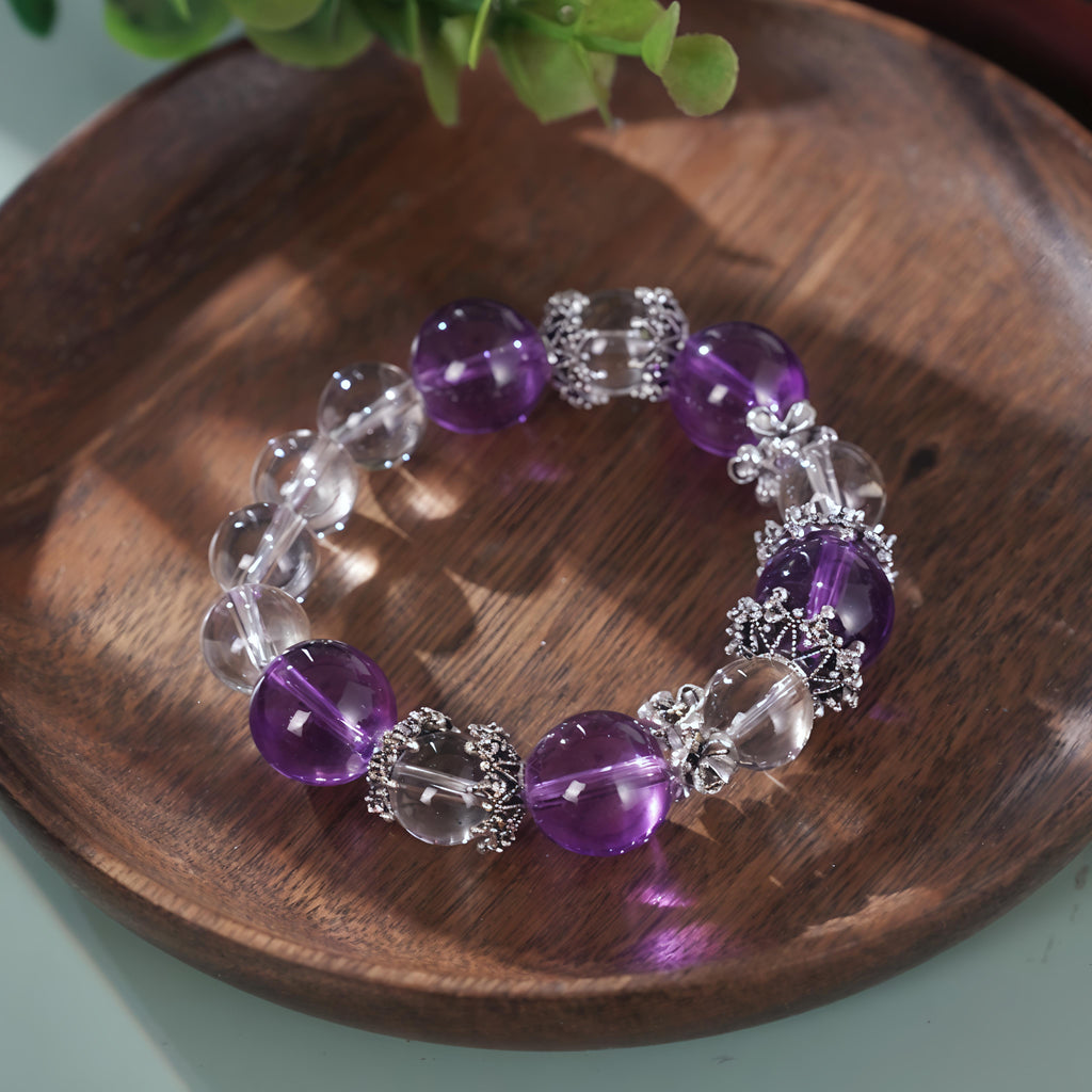 Bracelet of Multi-Colored Crystals and Clear Quartz