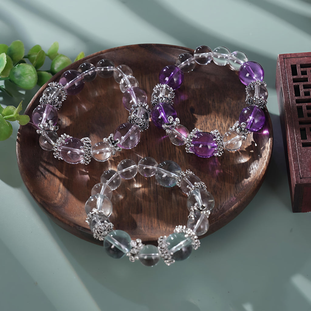 Bracelet of Multi-Colored Crystals and Clear Quartz