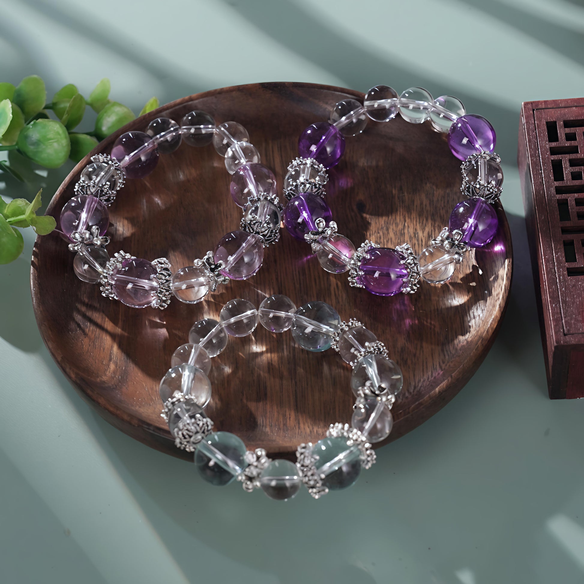 Bracelet of Multi-Colored Crystals and Clear Quartz